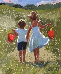 A Day at The Beach by Sherree Valentine Daines - Original Painting on Board sized 6x7 inches. Available from Whitewall Galleries
